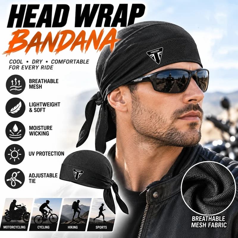For Triumph Logo Trident 660 Motorcycle Headband Scarf Summer Men Running Riding Bandana Headscarf Hiking Running Balaclava Hat
