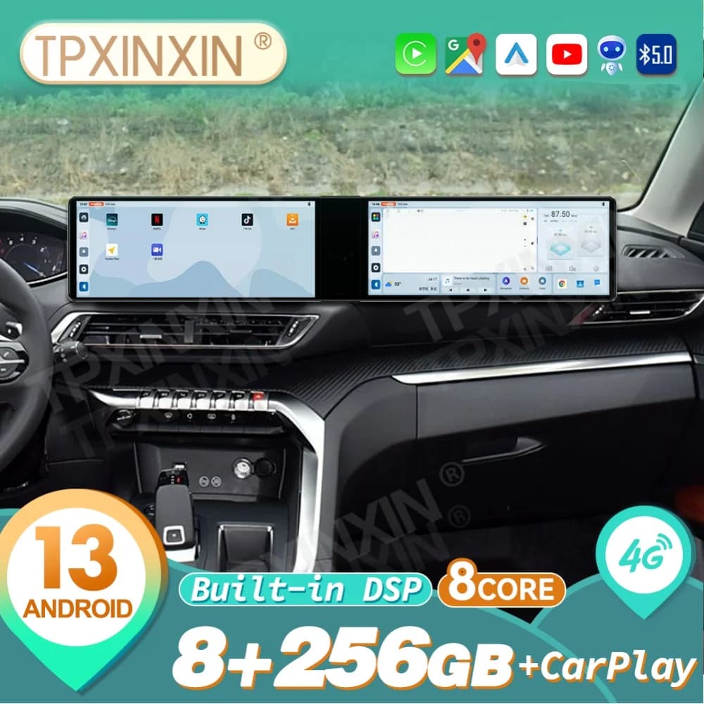 Qualcomm Doppio Schermo Android Carplay Autoradio Per Peugeot 4008 5008 2016 ~ 2022 Navigazione Autoradio GPS Lettore Multimediale Per Auto