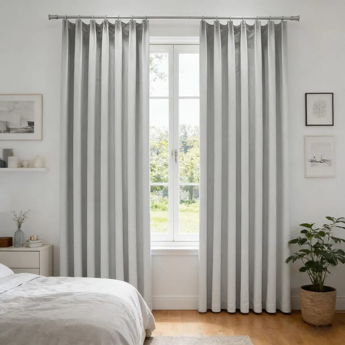 Smooth Solid High Shading Curtain, Matte Pinch Pleat Window Drape for Modern Minimalist Bedroom Home Decor