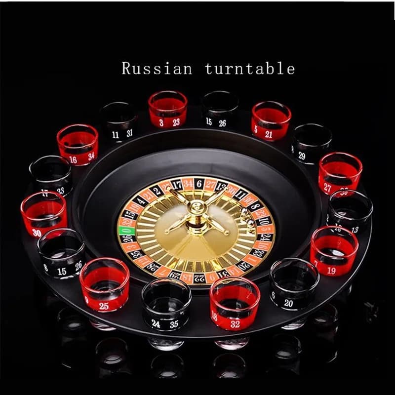 Bar Strumenti divertenti Giradischi Bicchiere da birra Tazze da birra Bicchiere da shot per feste Bicchiere rotondo Russo Roulette da bere Gioco Tazza 16 colpi