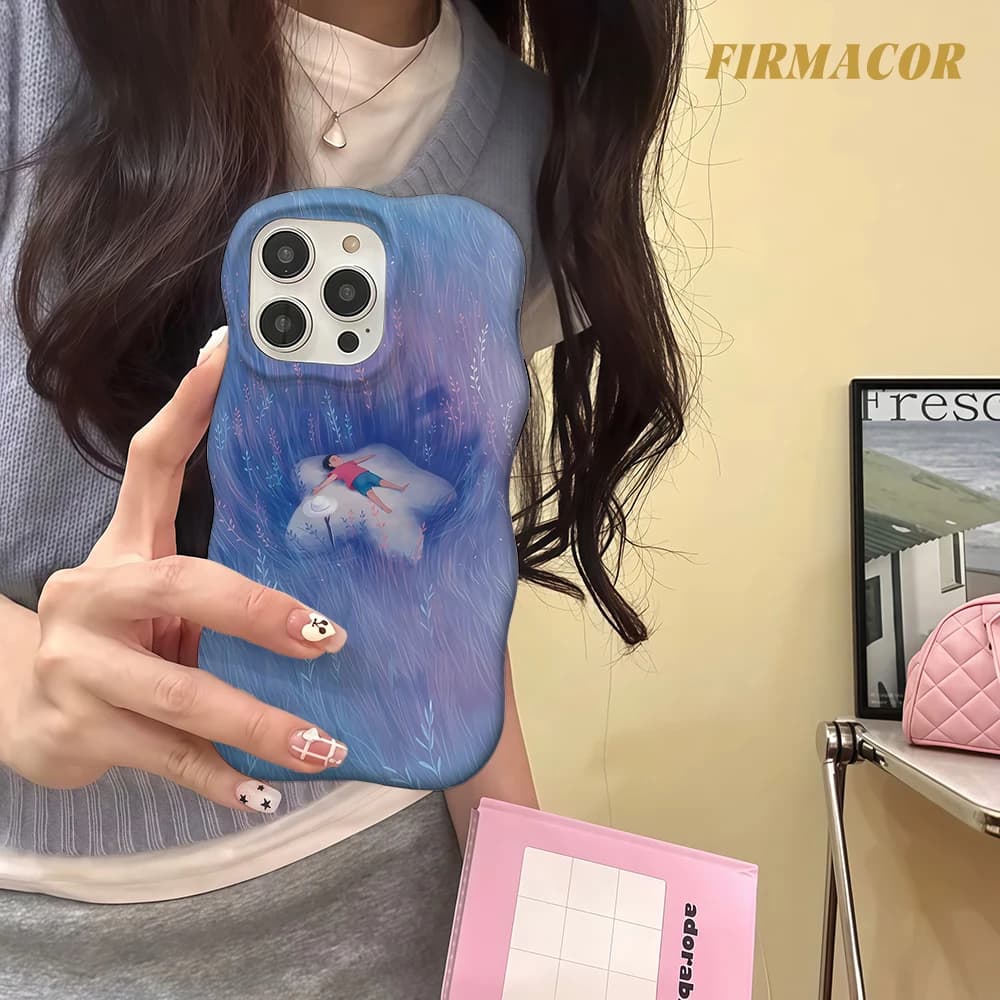 Custodia per telefono a doppio strato Luxury Wave Cloud Dream per iPhone 17 Air 16 15 14 13 12 11 Pro Max, protezione completa