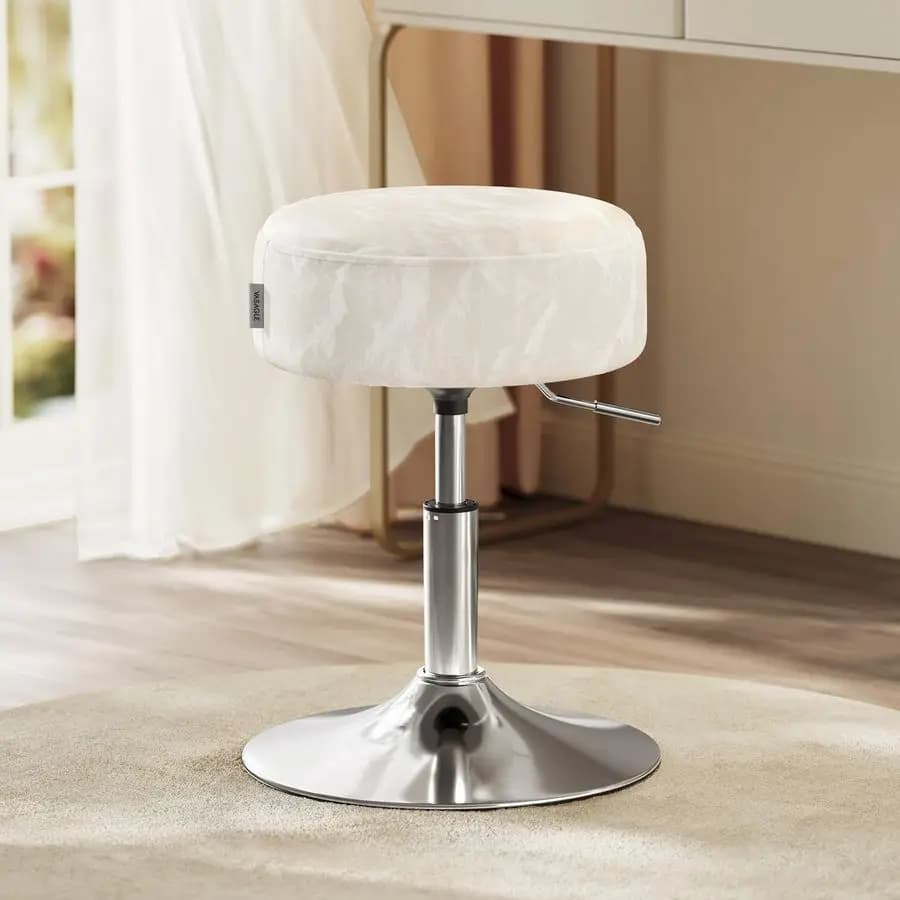 Adjustable Stool for Toeletta, 360° Swivel Chair, PU Coating, Cushion Often, for Bedroom, Kitchen, Dining Room