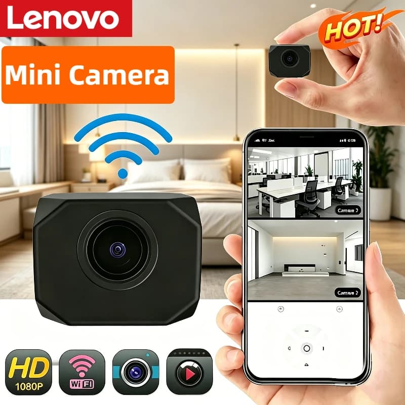 Lenovo New 4K HD WiFi Security Camera Night Vision Home Mini Smart Indoor IP Surveillance APP Remote Monitoring Portable Camera