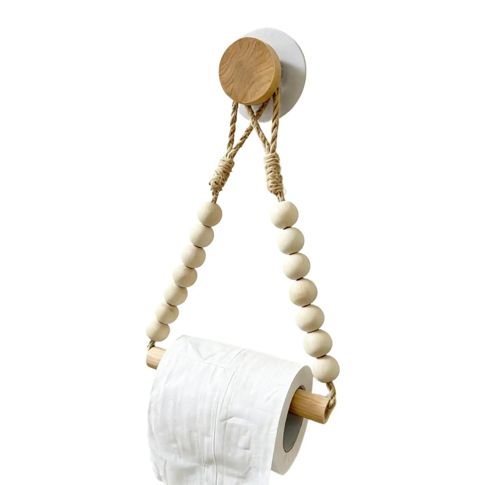 Toilet Paper Holder Wood Bead Stand Wall Mounted Rolling Tissue Rack Dispenser Bathroom Organizer For Toilet Towel Cabinet
