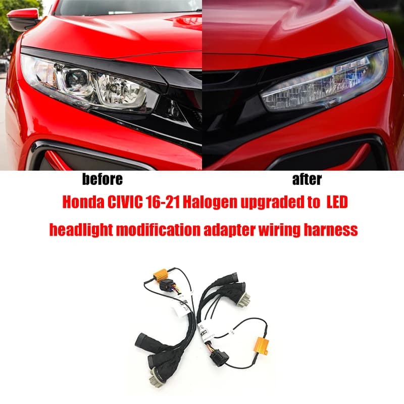 Cablaggio di conversione dell'adattatore di aggiornamento per la modifica dei fari dell'auto per CIVIC 2018-2021 alogeno aggiornato a LED