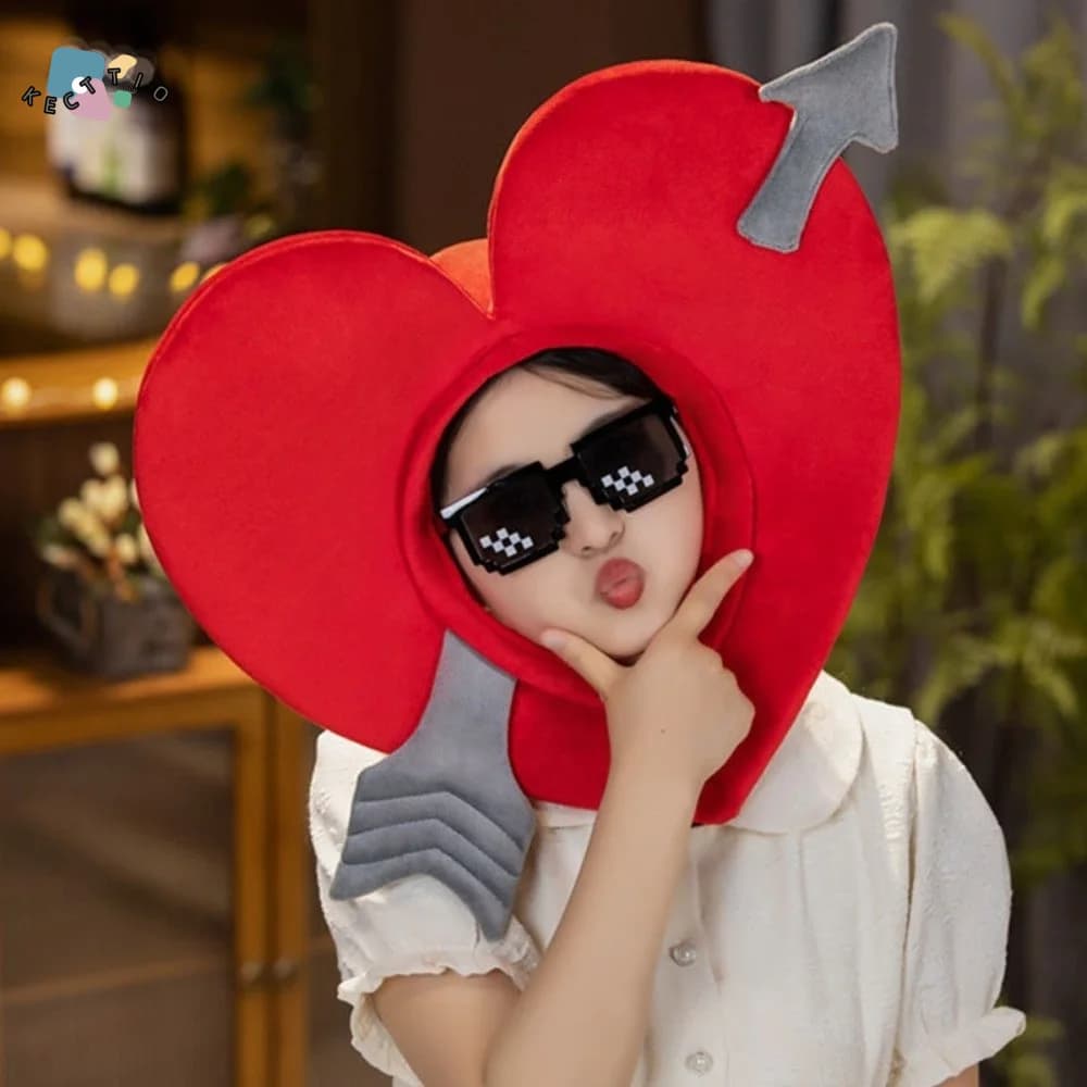 Cappello Divertente a Forma di Cuore Rosso per San Valentino, Accessorio per Cosplay di Cupido, Cappello con Freccia di Cupido, Copricapo Cartoon per Foto