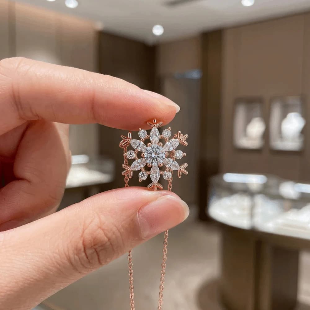 Neck Jewelry Luxury Snowflake Necklace Zircon Adjustable Women's Collarbone Chain Choker Snowflower Crystal Necklace Party