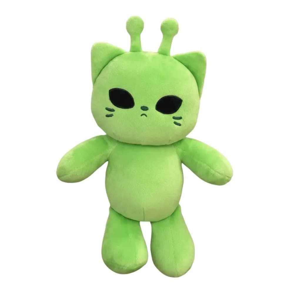 Peluche Gatto Alieno Super Morbido 30cm, Design Carino, Bambola di Peluche Morbida, Gatto Spaziale Verde, Compagno per Bambini