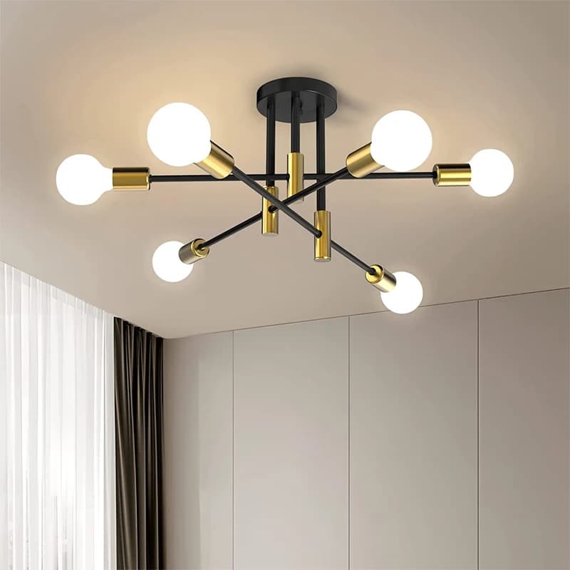 Lampadari a soffitto industriali retrò in ferro battuto lampada da soffitto a LED apparecchio per la casa luce moderna per soggiorno E27 luci decorative luci a sospensione placcate in oro battuto per lampade da soggior