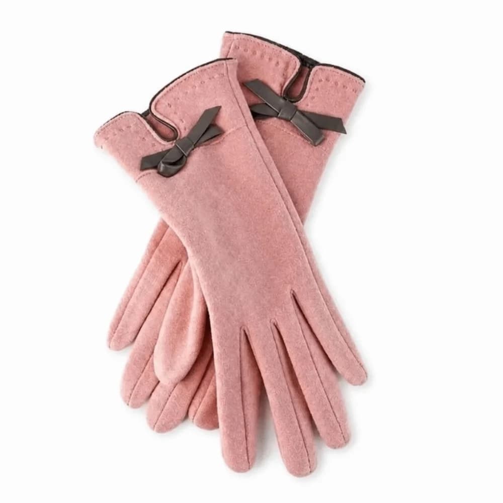 Touch Screen Compatible Winter Driving Gloves Thickened Windproof Material Touch Screen Gloves Bow Design Elastic Cuff
