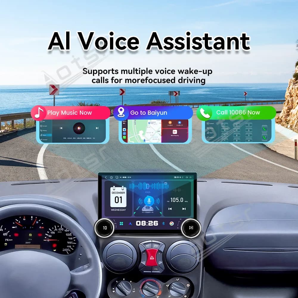 Autoradio Android 15 con Schermo Touch da 11.5 Pollici per Fiat Doblo 2002-2017, Display Multimediale per Auto con Navigazione GPS, CarPlay Wireless e DSP