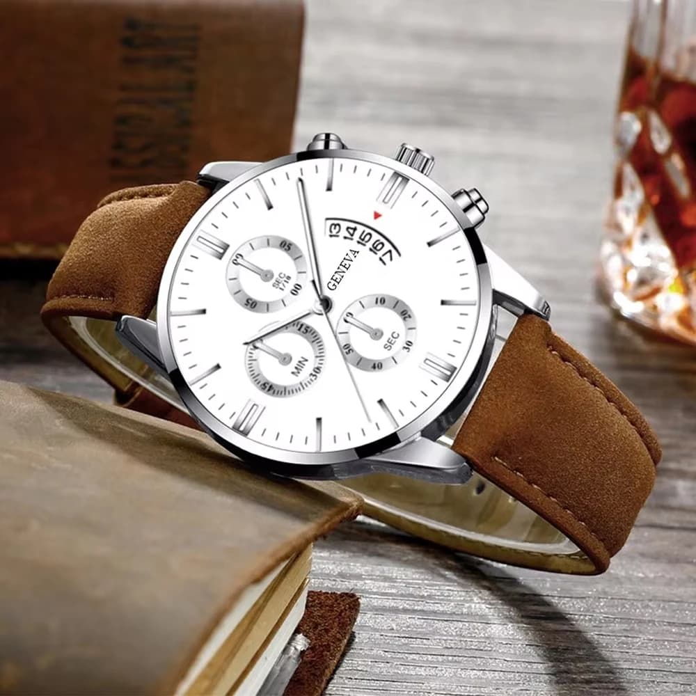Orologi sportivi militari da uomo di moda di lusso orologio da polso al quarzo in pelle marrone maschile orologio Casual da uomo d'affari Relogio Masculino