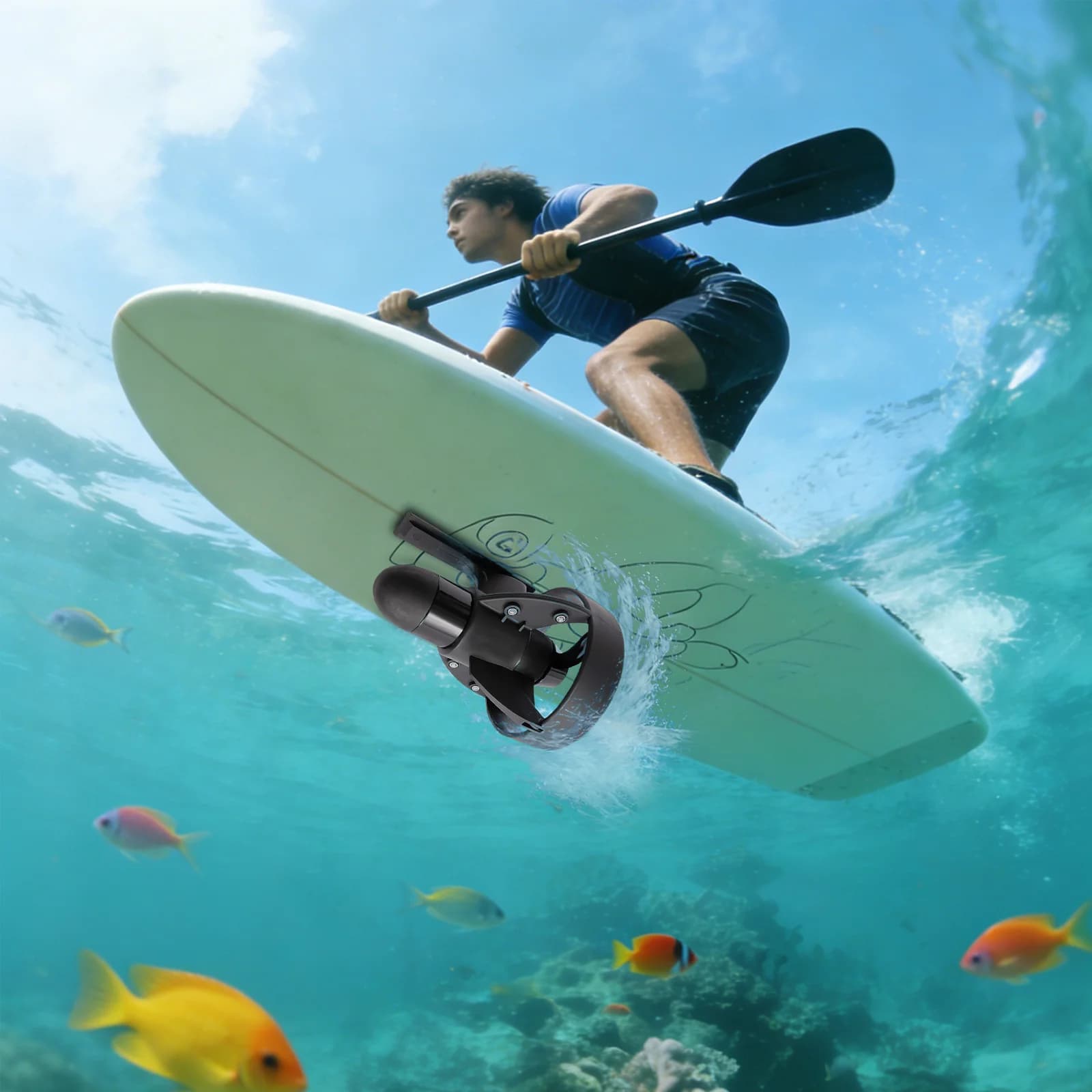 Motore Elettrico per Paddle Board D260 SUP, Propulsore Subacqueo con Spinta di Oltre 500kg, 3MPH, Propulsione Compatta per Surf, Kayak, ecc.
