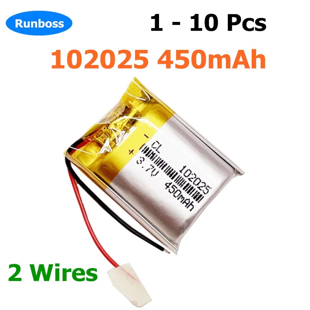 1-10 PCS 102025 3.7V 450mAh Lithium Polymer LiPo Rechargeable Battery For MP3 GPS E-books Camera Recorder Toys Bluetooth Speaker