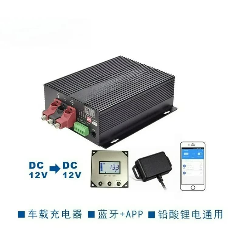 Caricabatterie Intelligente Doppio 12V/30A DC-DC con Display Bluetooth e Protezione da Sovraccarico per Camper