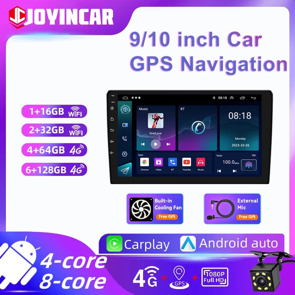 Android 13 6G + 128G 9 ''10 '' Autoradio Stereo GPS Lettore multimediale 2Din 8 Core Carplay Wireless Autoradio MP5 Wifi BT Univers