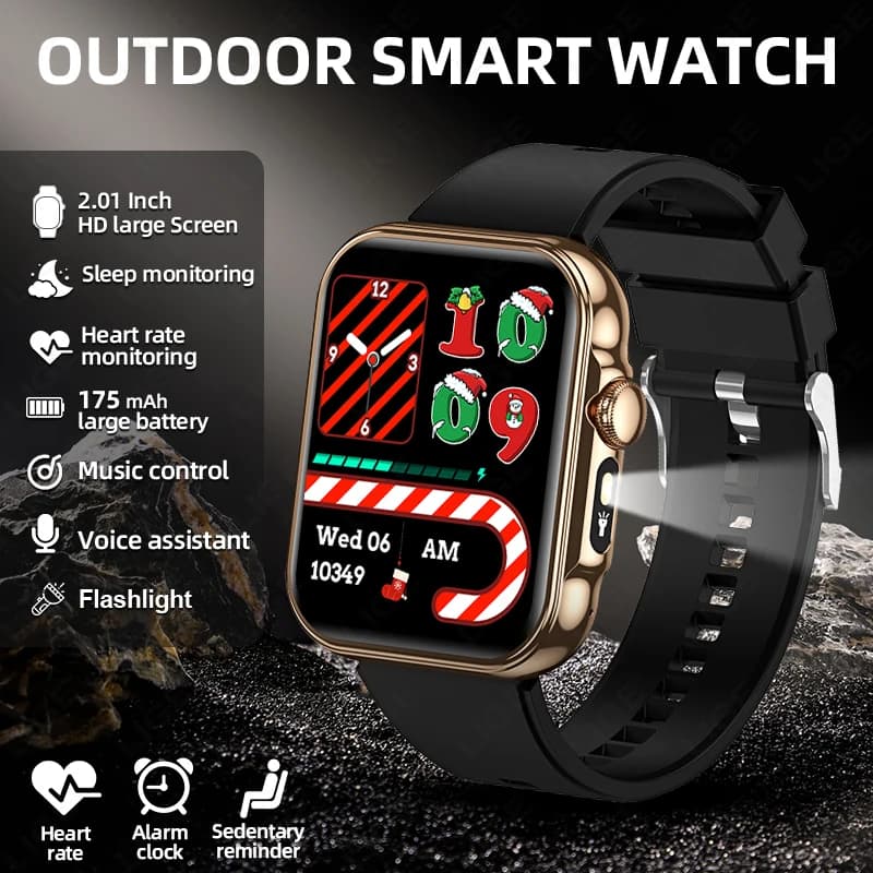 LIGE Nuovo 2.01 "HD Full Touch Screen Astuto Della Vigilanza Per Le Donne Degli Uomini Torcia A LED Bluetooth Chiamata Assistente Vocale Sport Smartwatch Da Uomo