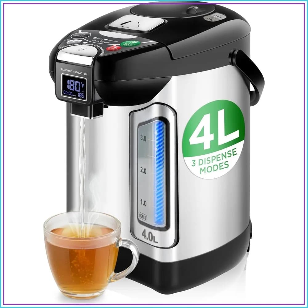 4L Electric Hot Water Dispenser with LCD Display, 360° Rotating Base, Keep Warm & Auto Shut Off for Coffee & Tea