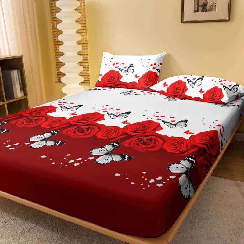 1 piece of sanding with floral pattern and butterfly pattern, bedspread for bedroom, bed linen (without pillow)