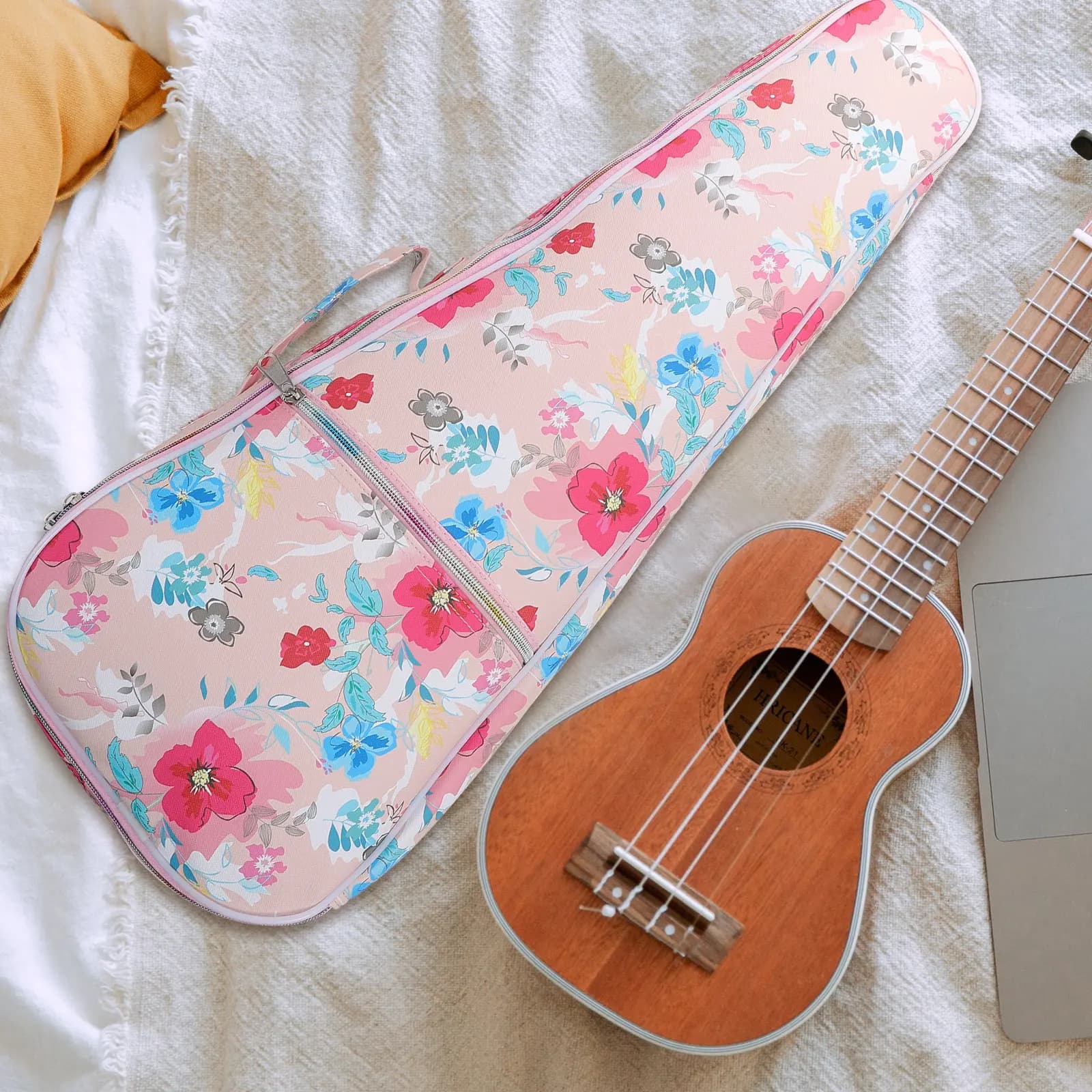 Borsa per ukulele, custodia resistente e impermeabile in PU, design a cartoni animati, tracolla, zaino con cerniera, strumento musicale