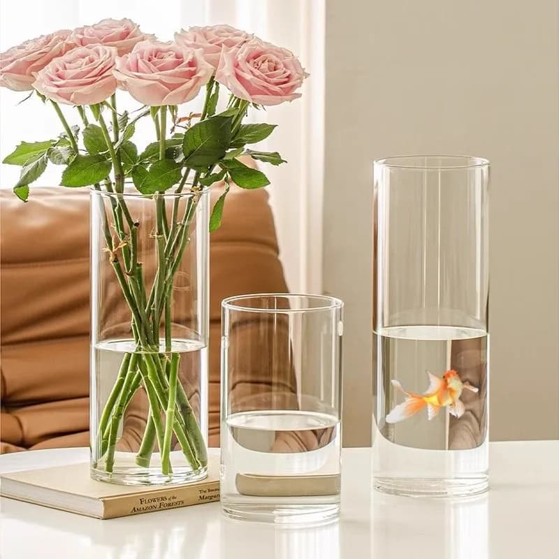 Vaso da fiori in acrilico trasparente con cilindro, infrangibile, grandi vasi in plastica per la decorazione della festa nuziale, vaso da fiori idroponico