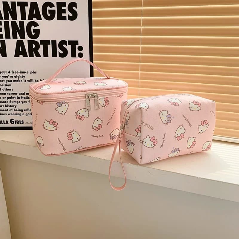 Hello Kitty Makeup Bag Large Capacity Toiletry Bag Portable Travel Cosmetic Organizer