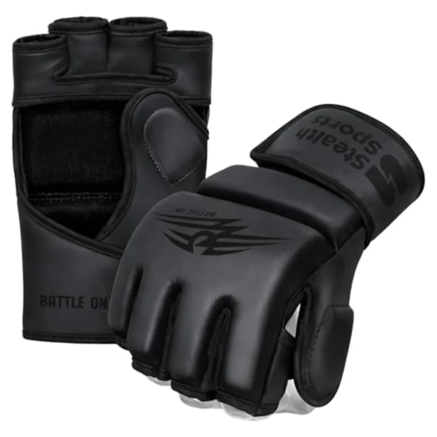 Guanti MMA per Uomo e Donna, Spessore 12mm - Guanti da Grappling in Pelle PU con Palmo Aperto per Muay Thai, Kickboxing, Sparring, Allenamento con Sacco da Boxe