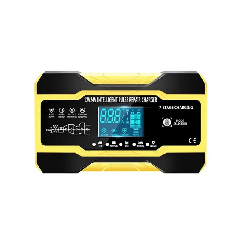 Caricabatterie Portatile Intelligente Completamente Automatico 12V 24V 10A ad Alta Potenza per Auto e Moto, Durevole, con Spina USA