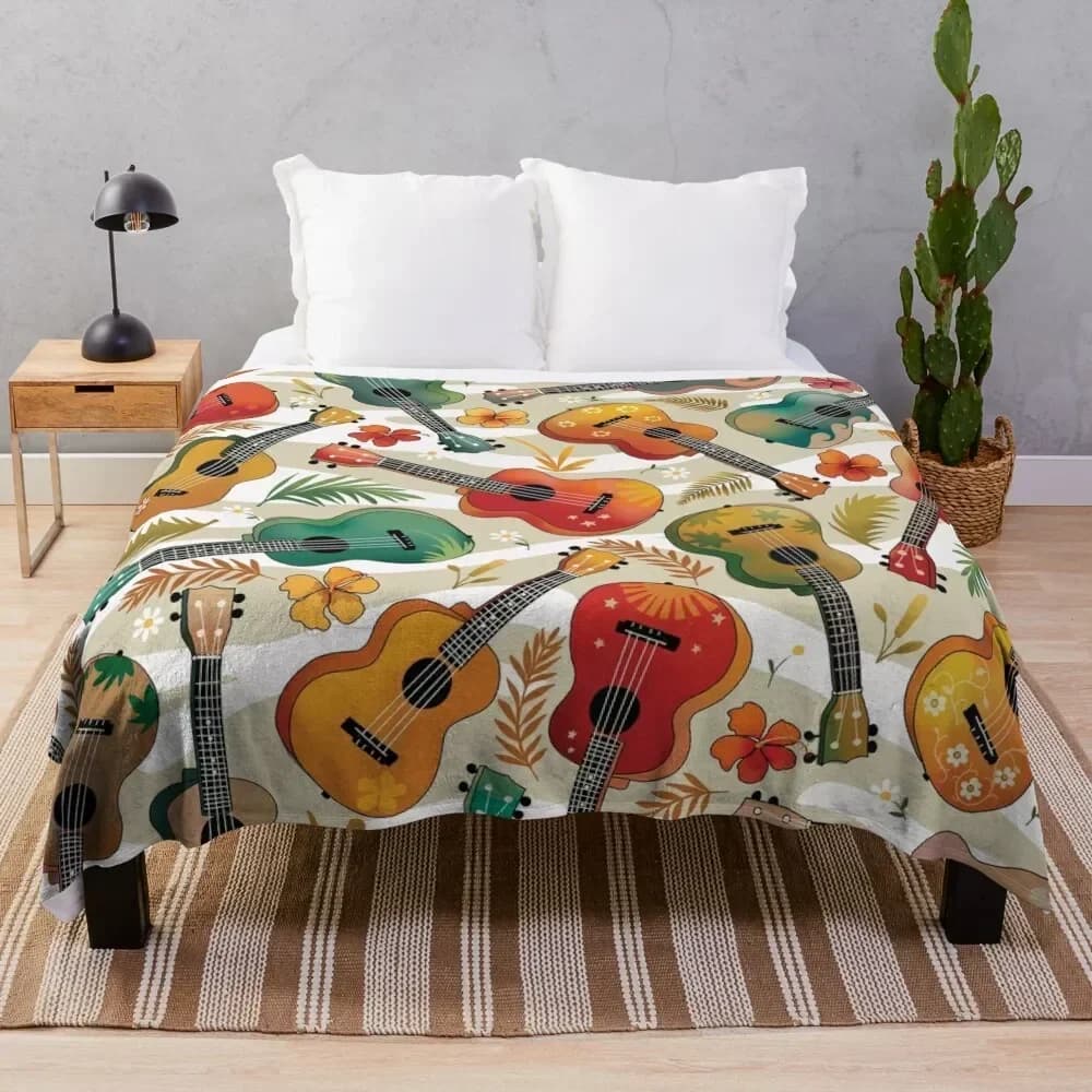Coperta in stile ukulele, morbida coperta da camera da letto per dormire di notte