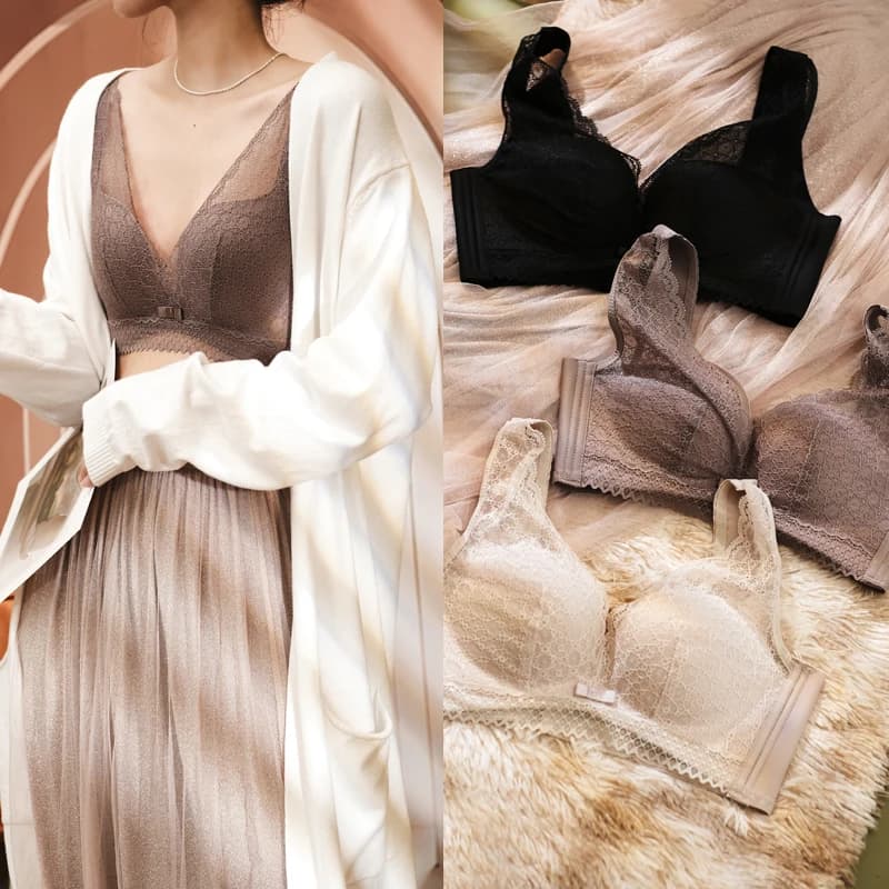 Reggiseno Wireless in Pizzo Regolabile e Confortevole con Design a U Invertito sul Retro per il Sollevamento del Seno Laterale, Copertura Completa, per Donne Giovani