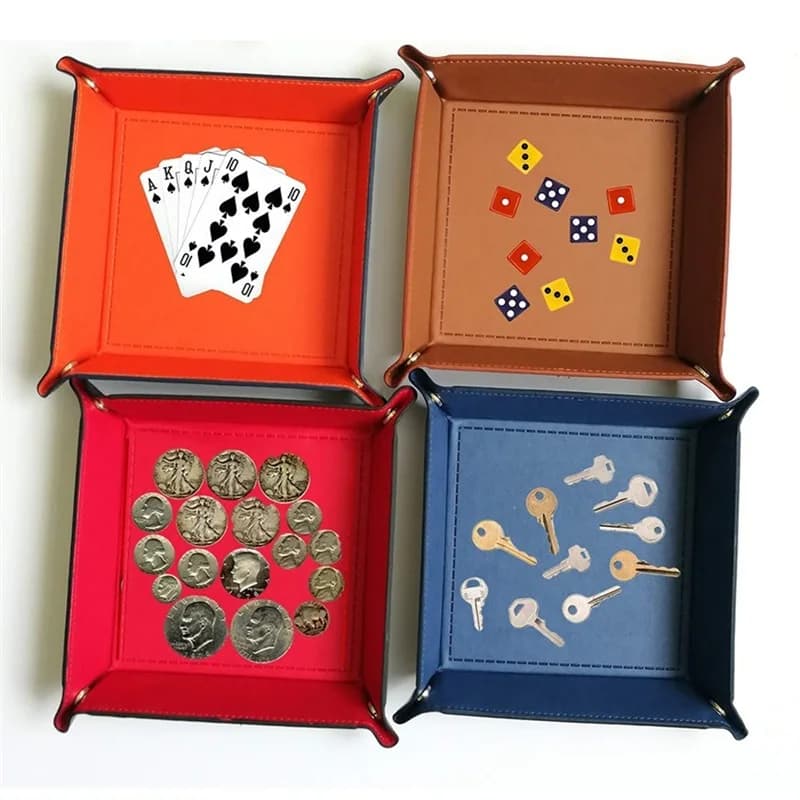 Game Dice Tray Solid Color Dice Box Games Dice Storage Portable Folding Dice Storage Rolling Tray For Use