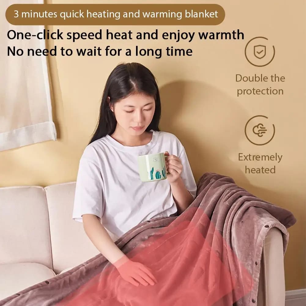 Coperta Riscaldante Elettrica in Flanella con Ricarica USB 5V, Scaldacapelli Singolo da Ufficio, Copertura Staccabile Lavabile in Lavatrice, Compatibile con Power Bank