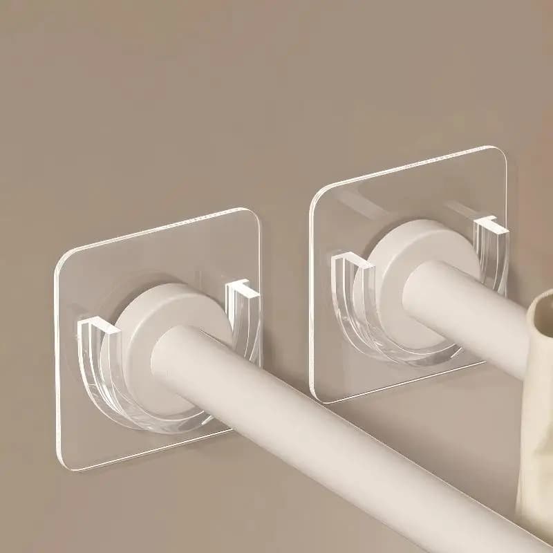 No Drill Transparent Self Adhesive Curtain Rod Brackets Heavy Load Wall Mount Holder For Bathroom Bedroom Home Window Decor