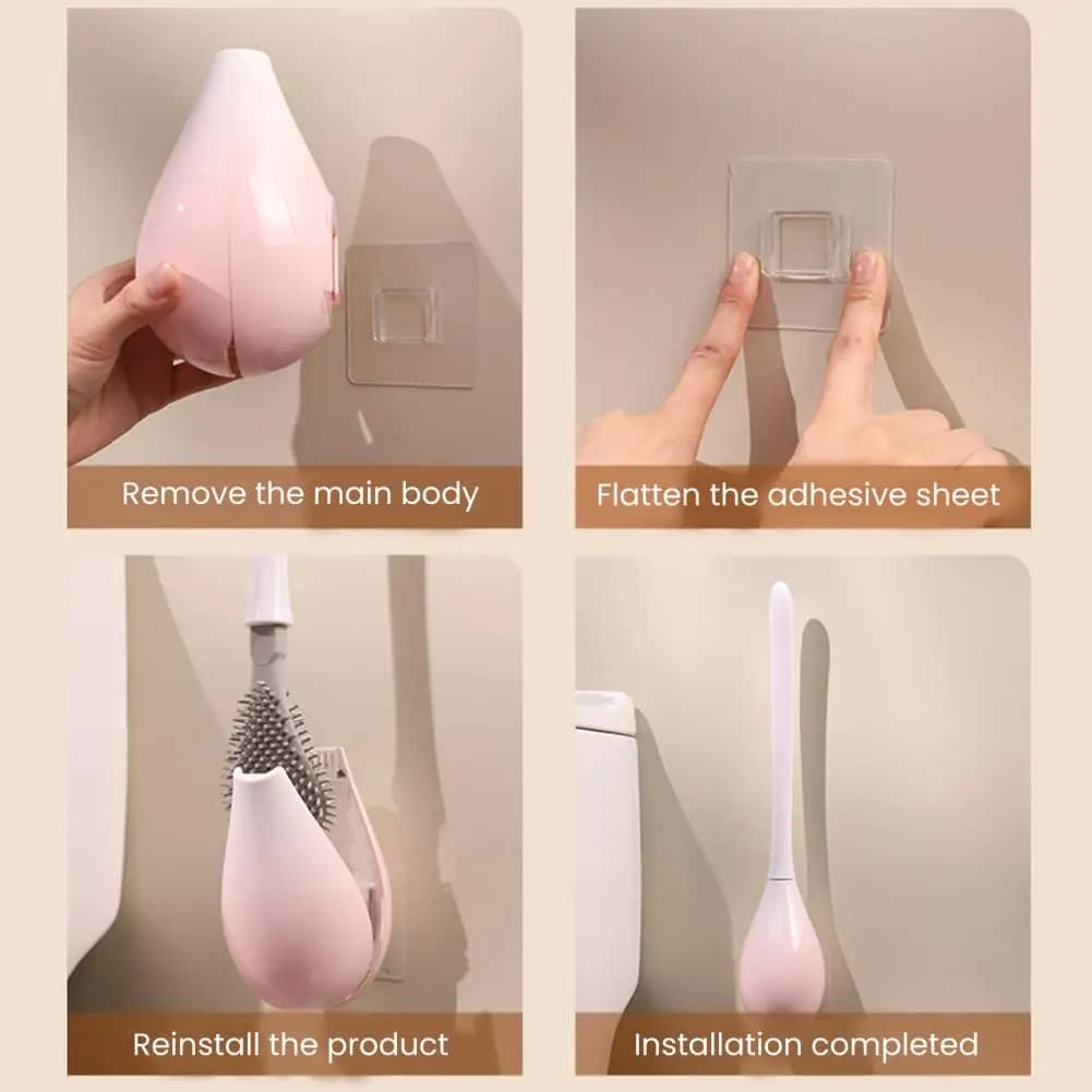 Spazzola per WC antigraffio con manico lungo, testina in silicone morbido, spazzola per una pulizia completa, ad asciugatura rapida, antiodore