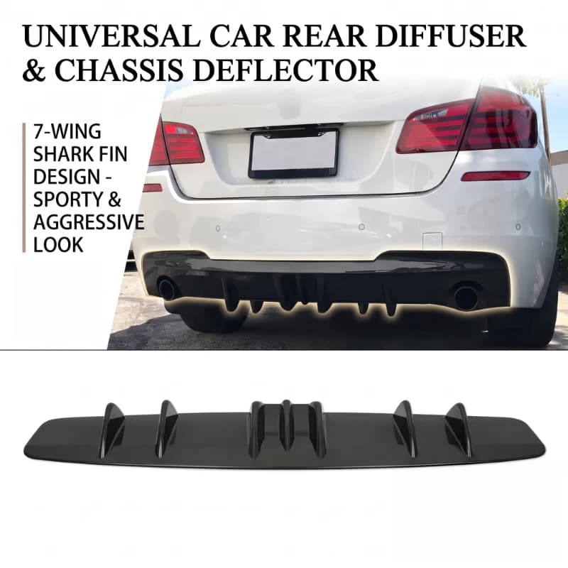 Universal Splitter Shark Fin Style Car Rear Bumper Spoiler ABS Carbon Fibre Car Modification Accessories Rear Bumper Diffuser