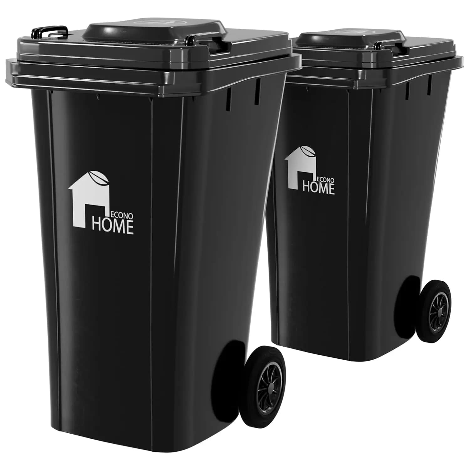 Cestino per rifiuti da esterno con coperchio, 32 galloni, per giardino, terrazza, garage, con doppie ruote, maniglia resistente e versatile, per uso domestico