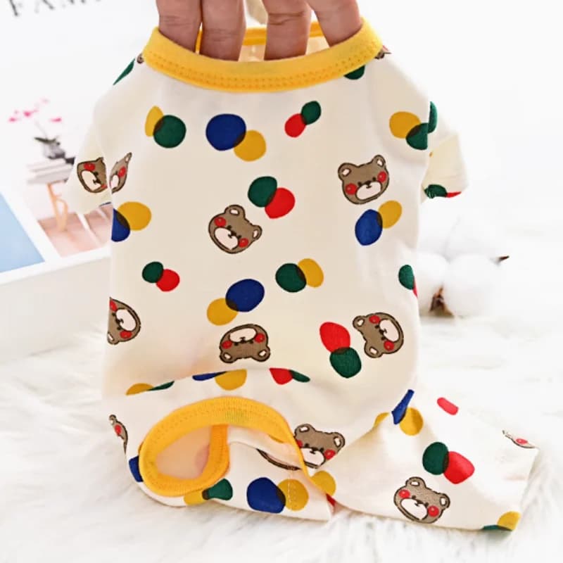 Spring Autumn Thin Clothes for Dogs Dog Pajamas Cute Dot Bear Print Dog Jumpsuit Puppy Coat Chihuahua Bichon Girl Dog Shirts