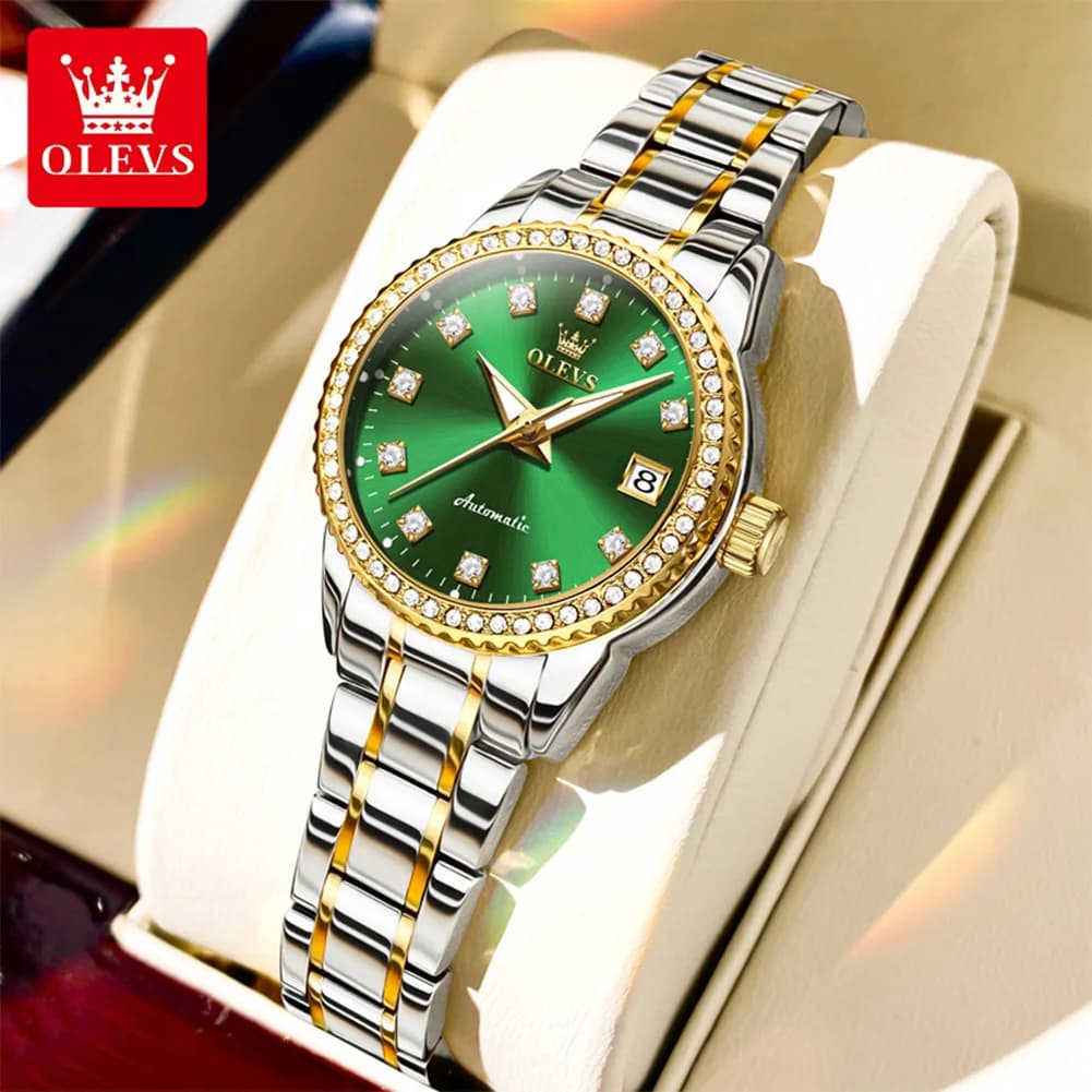 OLEVS 7003 orologio meccanico automatico da donna marchio di fascia alta elegante orologio con diamanti orologio da donna luminoso impermeabile di lusso leggero