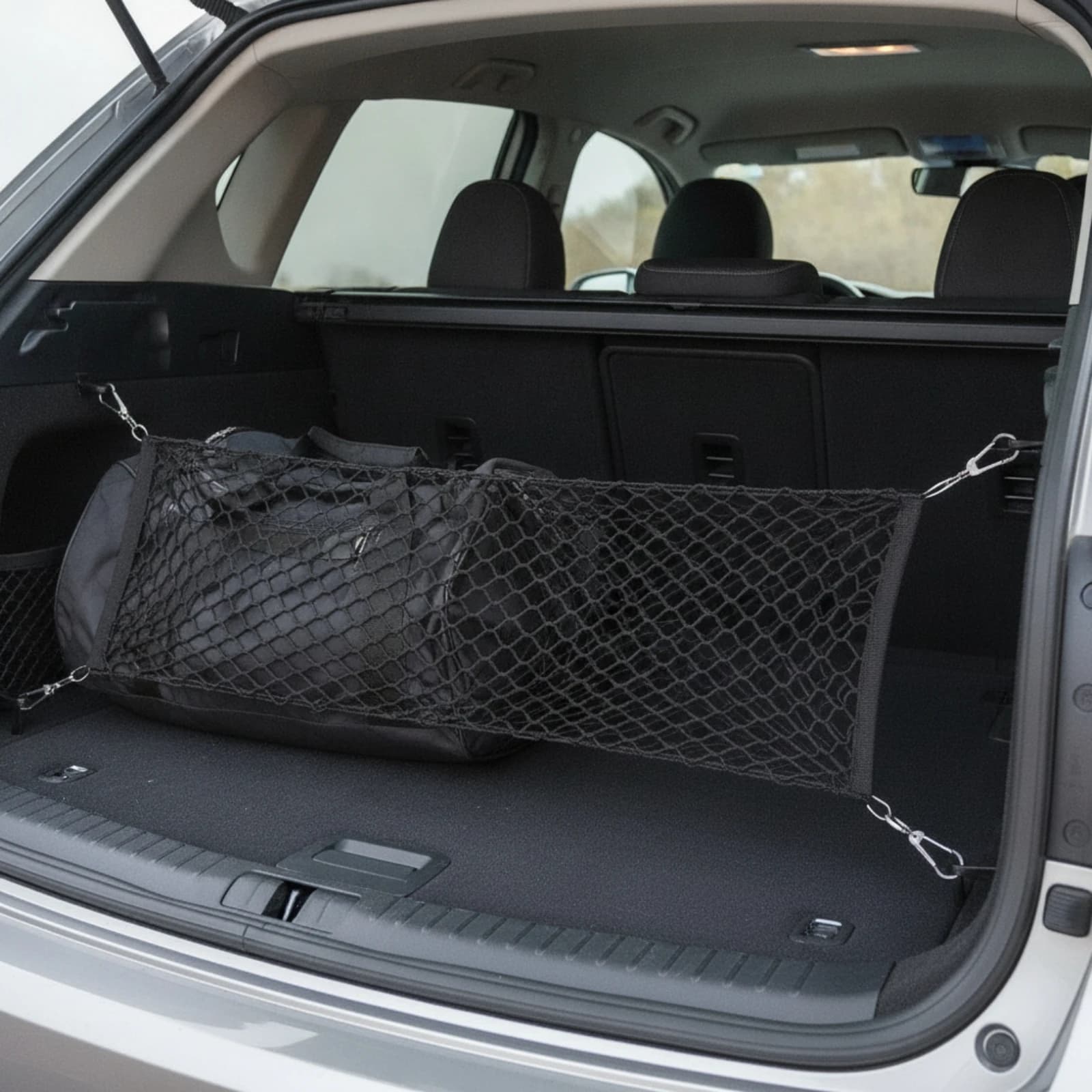 Double-Layer Cargo Net Universal Car Cargo Net Car Trunk Organizer with Mesh Flexible Multifunctional for Travelers, Road Trips