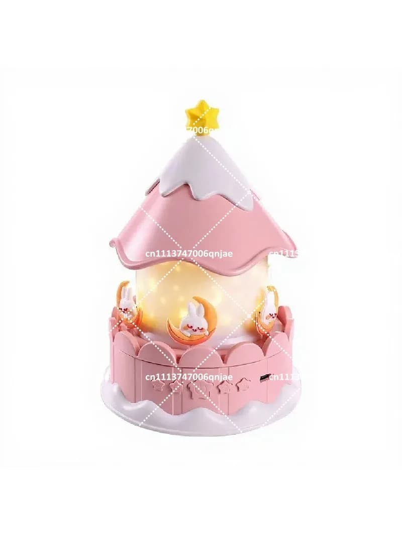 Carousel Projection Night Light Music Box Gift for Kids Girls Bedroom Decoration