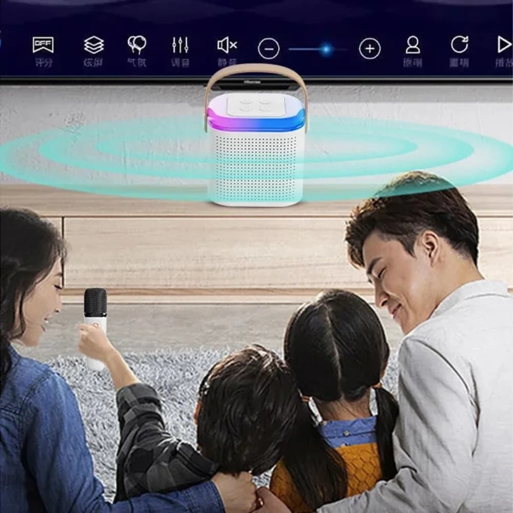 Microfono wireless portatile con 1-2 microfoni wireless Bluetooth 5.3 PA Macchina per karaoke Illuminazione ambientale Lettore MP3