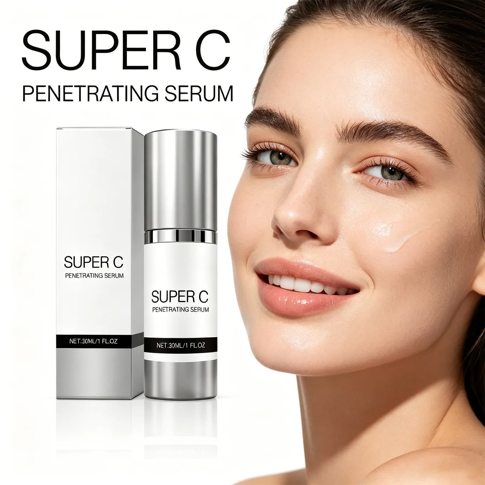 Essence Faced with Vitamin C Raxing and Toning, Nutrient for Pores, Removes Scure, Repairs and Shrimps, Skin Daily Care 30ml