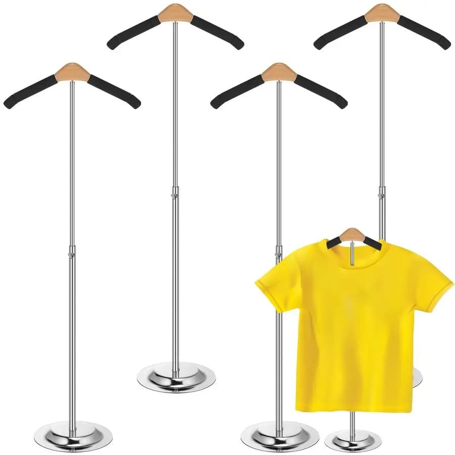 Espositore per magliette per bambini regolabile Supporto per spalle flessibile Porta camicie Appendiabiti portatile in metallo nero per vestiti