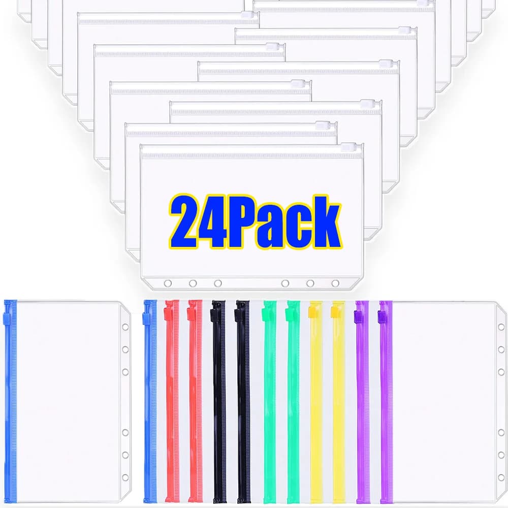 2-24 pezzi tasche raccoglitore trasparenti A6 organizer in PVC impermeabile a 6 fori buste economiche buste raccoglitore con cerniera per notebook pianificatore