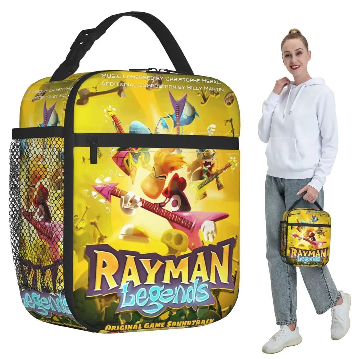 Cartoon Games Rayman Legends Borsa termica per il pranzo per donna, borsa termica per ufficio, contenitore portatile per alimenti