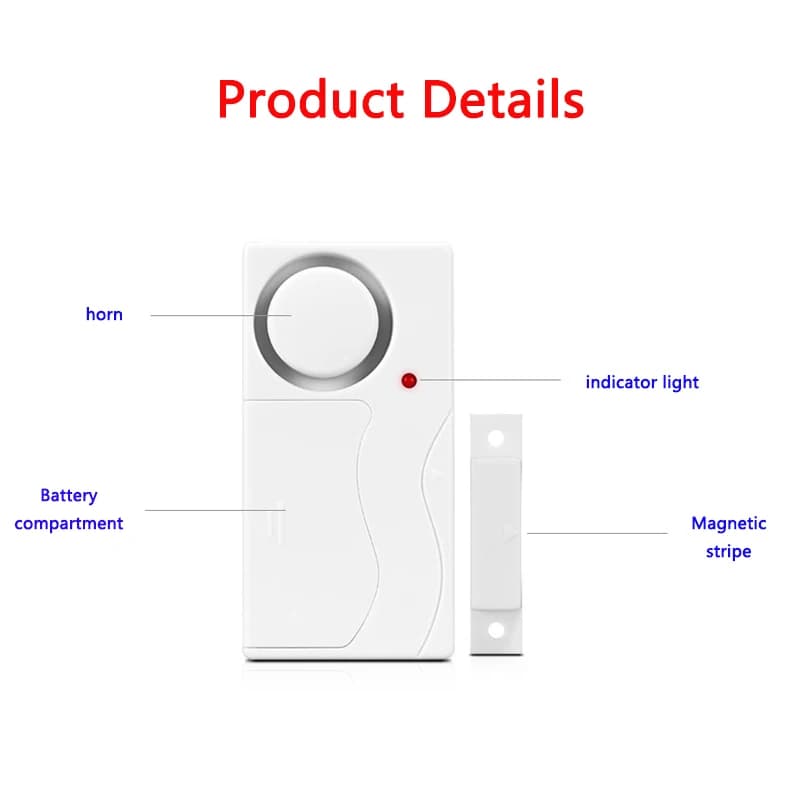 Allarme Magnetico Wireless Antifurto con Sensore di Vibrazione per Porte e Finestre, Protezione Contro il Furto per Casa/Hotel/Negozio/Scuola