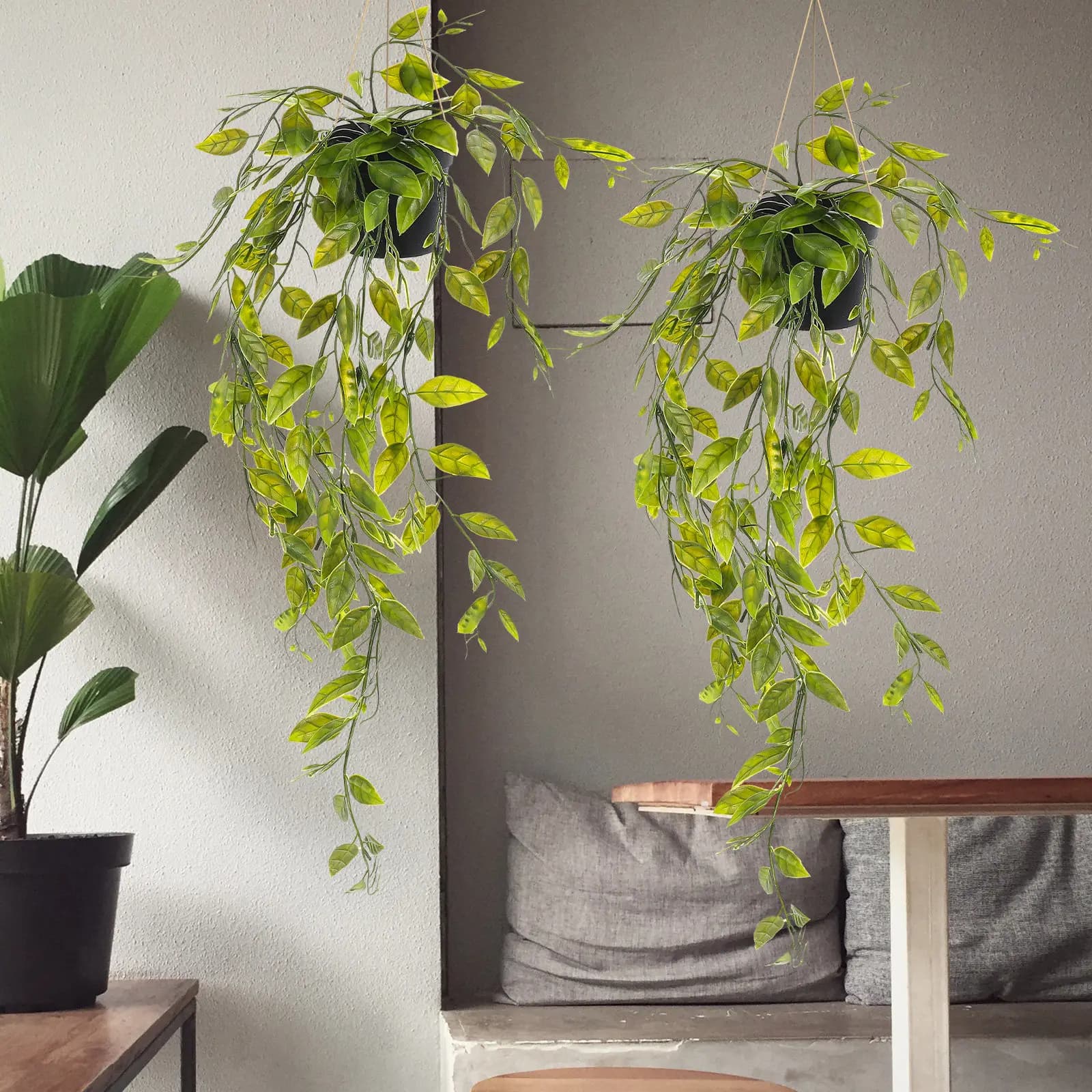 3 pezzi di piante artificiali pendenti verdi, piante finte in vaso per decorazioni casa, matrimoni, feste, soffitti o giardini