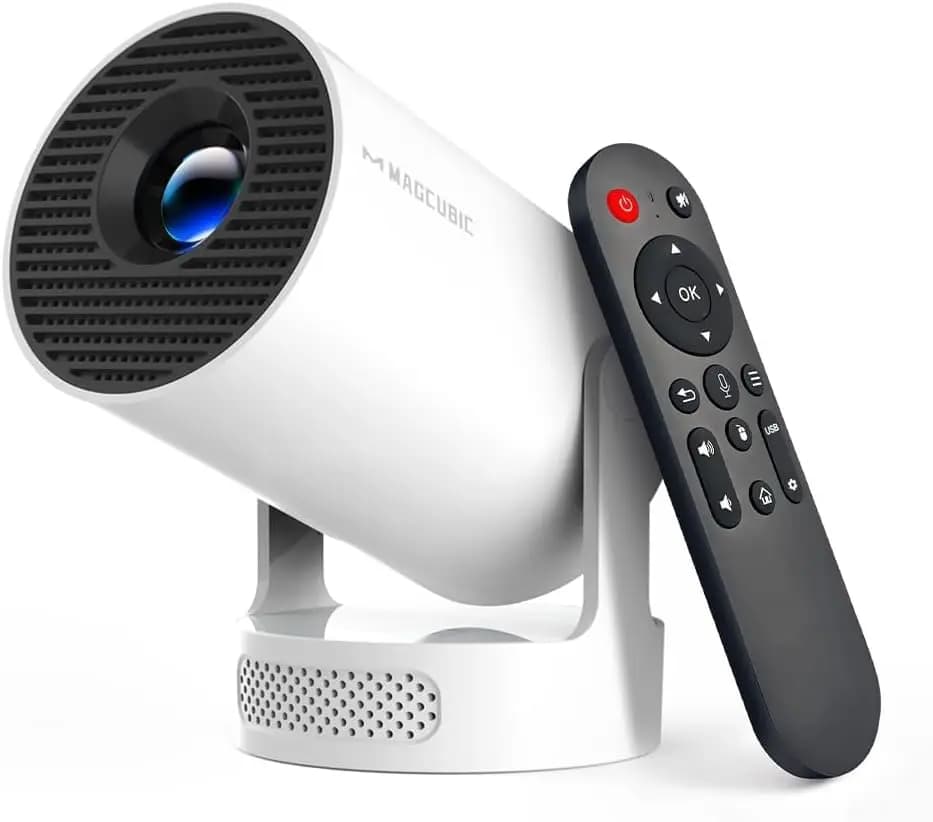 Mini Proiettore Portatile con WiFi 6, Bluetooth 5.4, Supporto 4K, Correzione Automatica Keystone e Altoparlante Integrato per Film in Casa e all'Aperto