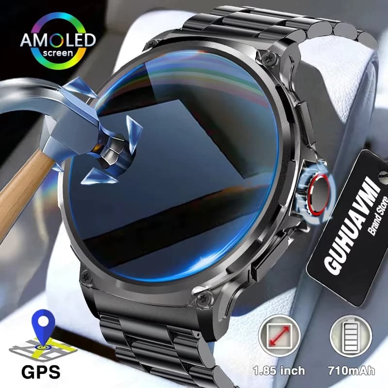 Nuovo Ultra HD AMOLED da 1.85 pollici SmartWatch da uomo GPS Bluetooth Chiamata 710 Mah Batteria Sport Fitness per uomo fitness all'aperto smartwatch
