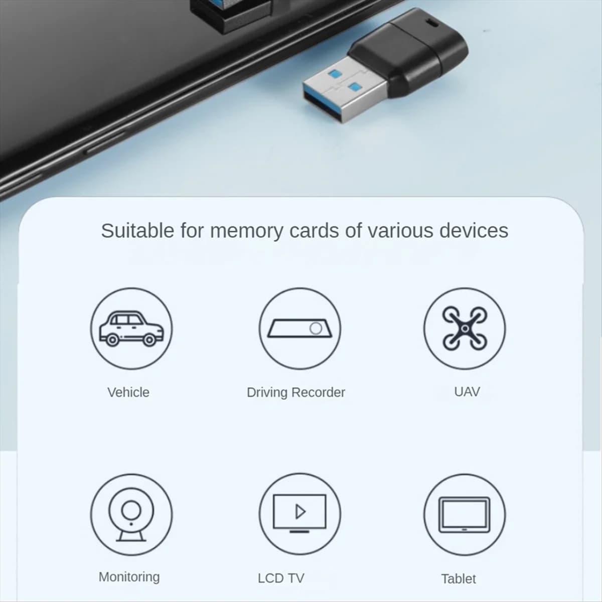 Y01Adattatore per lettore di schede di memoria Adattatore per scheda di memoria flash USB 3.0 ad alta velocità per PC TF Computer portatile Nero
